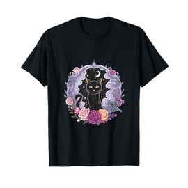 Black Cat Moon Crystal Witch Cute Kawaii Purple Gothic T-Shirt