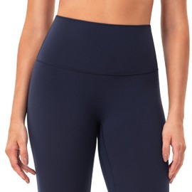 YUNOGA No Front Seam Soft Leggings for Women 25" Inseam, High-Waisted Tummy Control Athletic Gym Yoga Pants (Navy,XXL)