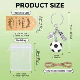 Set di 48 sacchetti per feste a tema calcio, portachiavi con biglietti di ringraziamento, sacchetti in organza, etichette regalo 2026, bomboniere per feste di compleanno, sport, celebrazioni a tema
