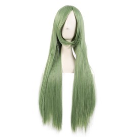 MapofBeauty 32 Inches / 80 cm Side Pony Long Straight Anime Costume Cosplay Party Wig (Mixed Green)