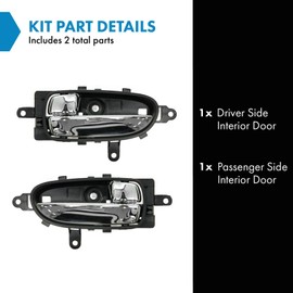 TRQ Interior Inside Charcoal Door Handle Pair Set of 2 Compatible with 07-13 Altima Hybrid