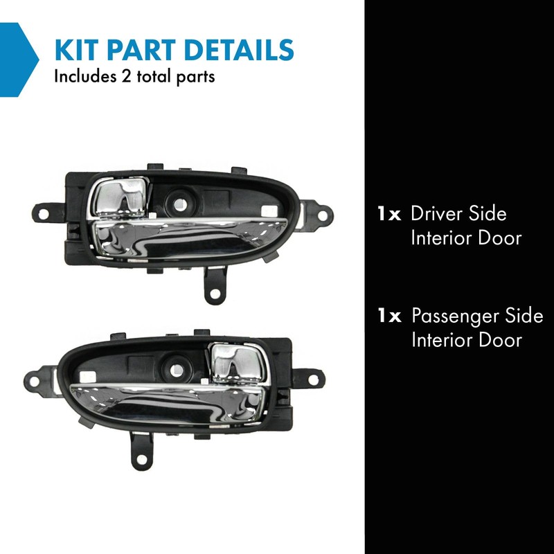 TRQ Interior Inside Charcoal Door Handle Pair Set of 2