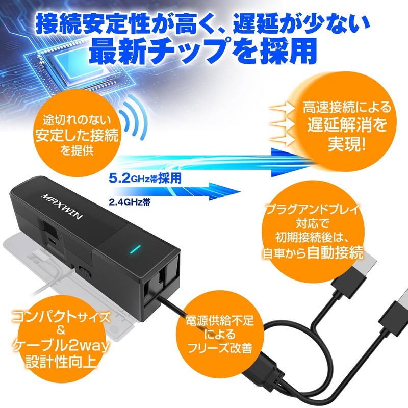 MAXWIN DA-AD02-PRO Fire TV Stick Dedicated Adapter, Wireless CarPlay/Android Auto,