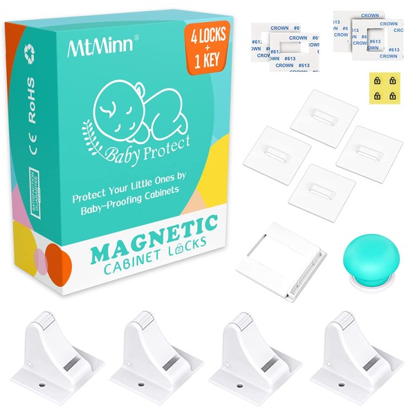MtMinn Child Safety Magnetic Cabinet Locks (4 Pack + 1