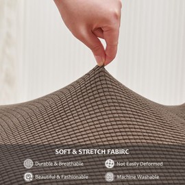 NICEEC Universal Khaki Arm Chair Covers for Dining Chairs Stretchy Chair Covers Armchair Easy Fit Chair Cover Set of 1 with Zipper Soft Washable Chair Protector for Kitchen Wedding Party Living Room