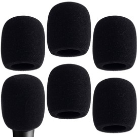 PAGOW 6 Pcs Microphone Cover, High Density Thickened Microphone Windscreens, Foam Mic covers for Most Standard Handheld Microphone (Black)