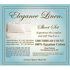 Elegance Linen Wrinkle Resistant - 1200 Series Silky Soft Luxurious 4pc Sheet Set, Deep Pockets Fits Up to 16" - Queen, Purple