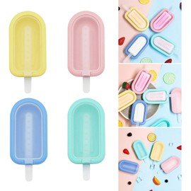 Moldes para Paletas, Paquete de 4 Moldes de Silicona de Grado Alimentario para Helados con Palo, Apto para Lavavajillas