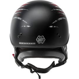 GMAX HH-65 Naked Motorcycle Street Half Helmet (Bravery Matte Black/Red/White/Blue, X-Small)