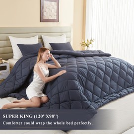 120x98 Oversized King Comforter, Super King Comforter Oversized, All Season Soft Lightweight Quilt Down Alternative Duvet Insert with 8 Corner Tabs(120x98, Grey)