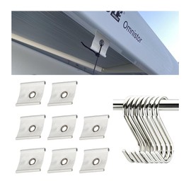 Adunsiaoto Pack of 8 RV Awning Hooks, Portable Piping Rail Hooks, Set Piping Tape, Awning Piping, Awning Hooks, Camping Caravan, Piping Eyelet for Piping Rail 5/6 mm - 7/8 mm (Pure White)