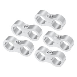X AUTOHAUX 5 Pcs AN8 Hose Separator Clamps Fuel Line Connector Silver Tone