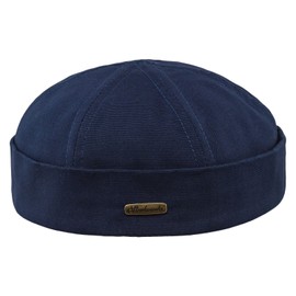 Sterkowski Docker Brimless Caps for Men | Cotton Skull Cap | Old School Hats for Men Headwear Sailing Caps Docker Cap Men Classic Vintage Lumberjack Beanie Navy Blue 58 cm