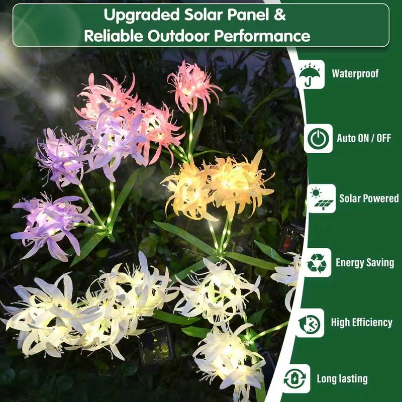 DooYard Solar Spider Lily Flower Lights Outdoor Waterproof 2 Pack,