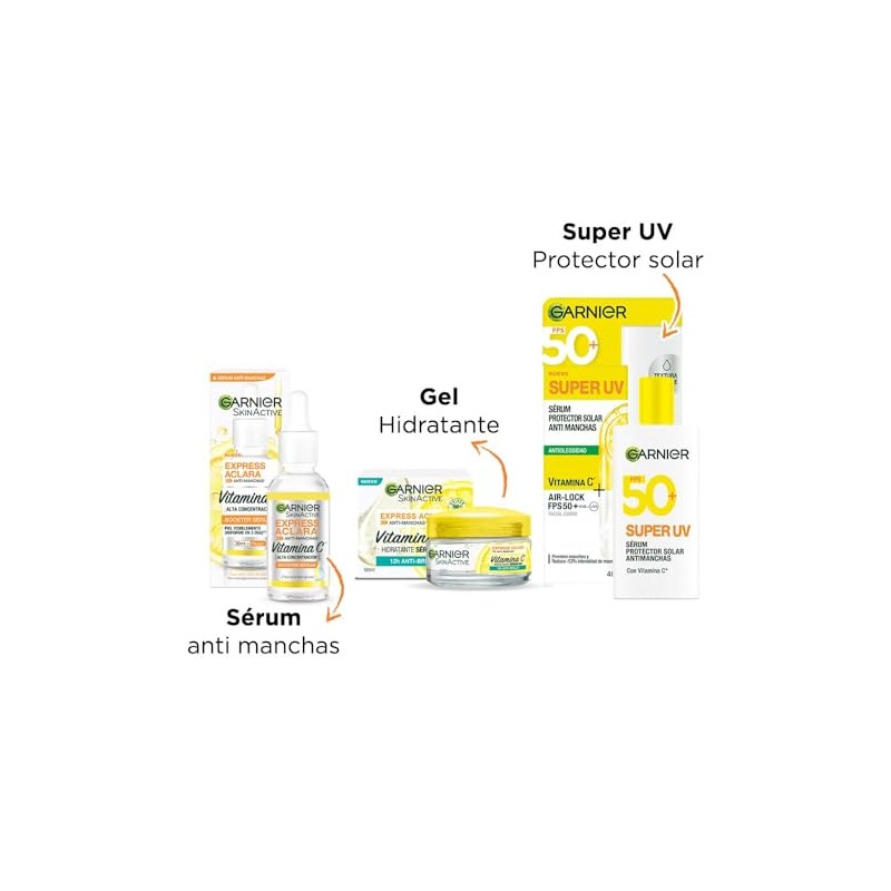 Garnier Kit Express Aclara Antimanchas: Serum + Crema Gel +