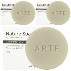 Arte natural handmade rice bran soap, 100g, 3 packs, 3 pieces / 아르떼 천연 수제 쌀겨비누, 100g, 3개입, 3개