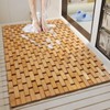 Liveinu Non-Slip Bamboo Bath Mat for Luxury Shower, Dark Khaki,