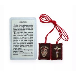 Sangre de Cristo Tarjeta de Oracion Escapulario 2 Pc Set Prayer Card Spanish New