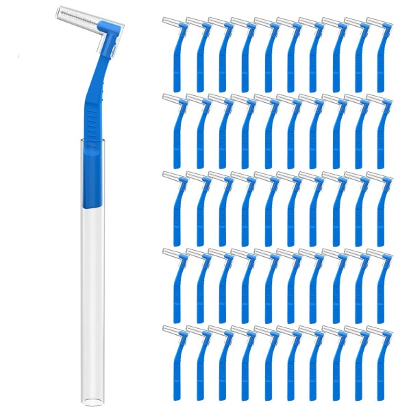 Fremouth 50 Count Angle Interdental Brushes for Braces, Tight(0.7mm), L-