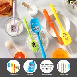 5PCS Silicone Rubber Spatula Set, DQELFA Heat Resistant Food Grade Spatulas for kitchen Use, Cooking and Baking, Dishwasher Safe