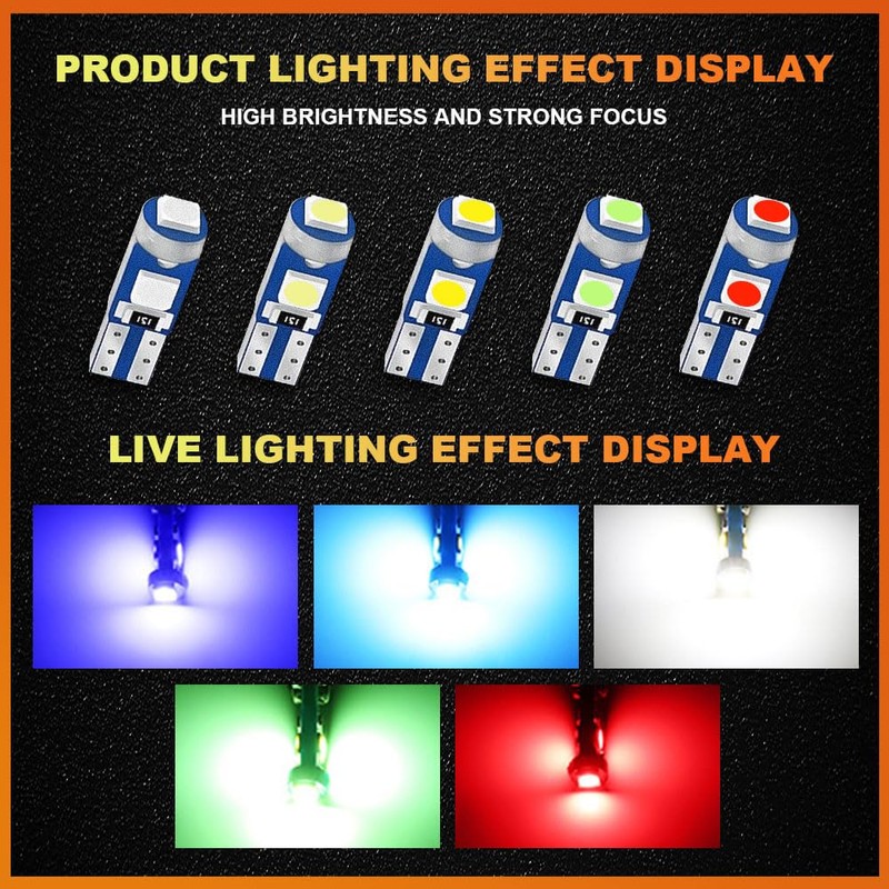 HEVLE 12PCS T5 LED Bulb, led dash light bulbs, 3030