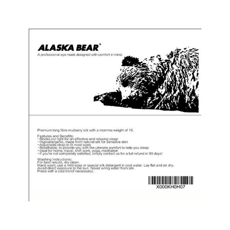 Alaska Bear 알래스카베어 수면실크안대 블랙 기본형 1band 1개 [더블] Alaska