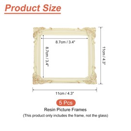 QUARKZMAN Pack of 5 Vintage Resin Picture Frames, 3.4 x 3.4 Inch Mini Picture Frame, Oval Rectangle Wall Hanging Frame, Display Frame, Photo Holder for Home, Wall Jewellery, Display, Hotel Decor,