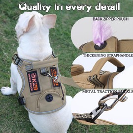 LOXHGP Tactical Dog Harness with Multifunctional Storage Pouch & Heavy-Duty Handle - Waterproof Reflective Vest for Medium/Large Dogs, Includes Leash