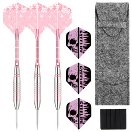 CyeeLife Steel Tip Darts Set, Metal Darts Set 20 Grams With 3 Durable Aluminum Shafts 6 Dart Flights 1 Dart Bag/Case and Point Guard