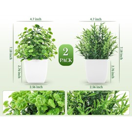 ZJIA 2 Pack Fake Plants Small Artificial Greenery Faux Plants Indoor for Home Farmhouse Bathroom Shelf Decor