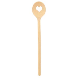 teemando® 2 X Brand Wooden Cooking Spoons with Heart 30cm Round Cooking Spoon for Cooking and Baking