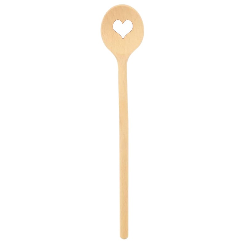 teemando® 2 X Brand Wooden Cooking Spoons with Heart 30cm