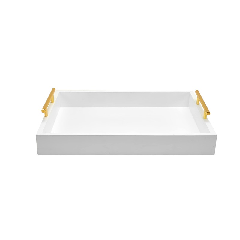 16"x12" Serving Trays with Handles, White Decorative Serving Tray, Ottoman