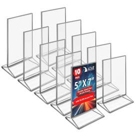 Azar Displays 152799-SLV-5PK Silver Trim Double-Sided Clear Acrylic Frames – Elegant Display Frames for Weddings, Events, and Photos | Premium 5x7 Tabletop Sign Holders (5-Pack)