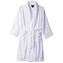Terry Town White Shawl Collar Robe Made of Super Soft Microfleece Polyester