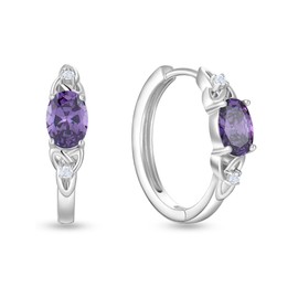 Vesitim 925 Sterling Silver Celtic Knot Hoop Earrings for Women Oval Huggie Earring Birthstone Jewelry, Sterling Silver