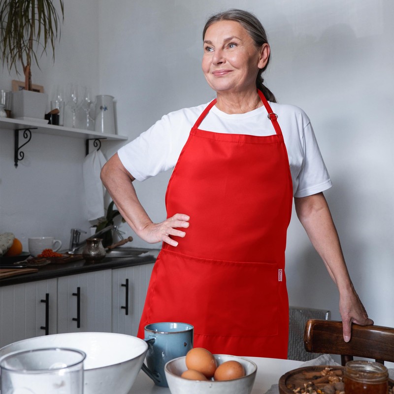 Zihuatailer Red Cooking Aprons for Women | Red Kitchen Aprons