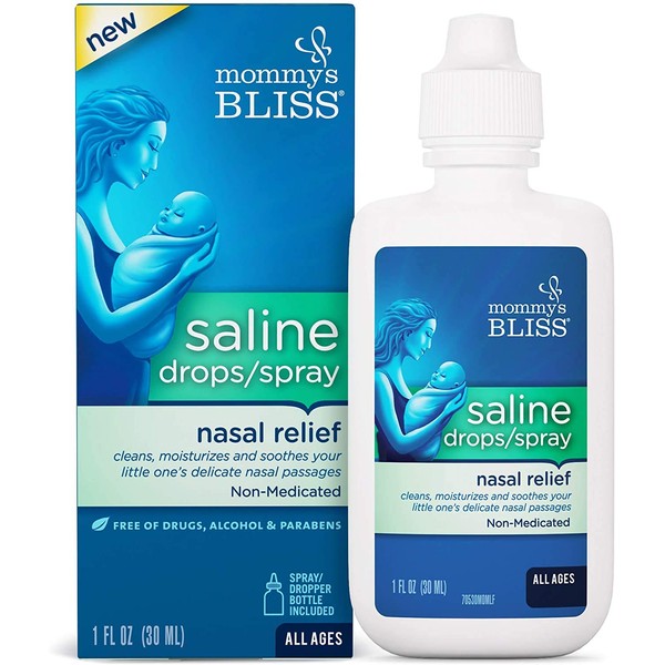 Mommy's Bliss Saline Drops/Spray, Nasal Relief for Newborns & Up, 1 Fl Oz