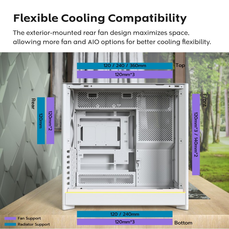 MONTECH HS01, ATX Mid-Tower PC Case, Gaming PC, High-Airflow, Reversible