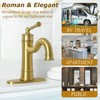 Roman Bathroom Sink Faucet Brushed Gold Single Hole Deck-Mount Pop-up