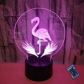 YTDZLTD Kreative 3D Flamingo Nacht Licht 16 Farben Andern Sich Fernbedienung USB-Strom Touch Schalter Dekor Lampe Optische Täuschung Lampe LED Lampe Tisch Kind Geburtstag Weihnachten Geschenke