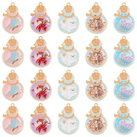 KitBeads 20pcs 5 Styles Potion Bottle Charms Marine Animal Jellyfish Ocutpus Crab Charms Enamel Ocean Sea Charms for Jewelry Making Bulk
