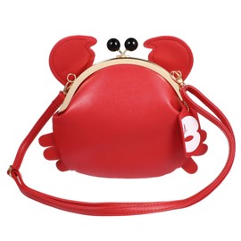 Garneck Crab Handbag Made of PU Leather in Red Cute Crab Shape Ideal for Girls and Women with Practical Shoulder Strap and Playful Design 17 x 05 x 195 cm, red
