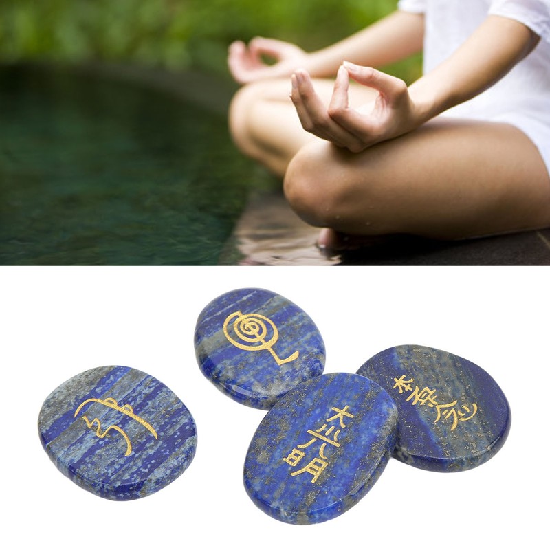 4Pcs Reiki Symbols Stones Smoother Surfaces Engraved Reiki Stones for