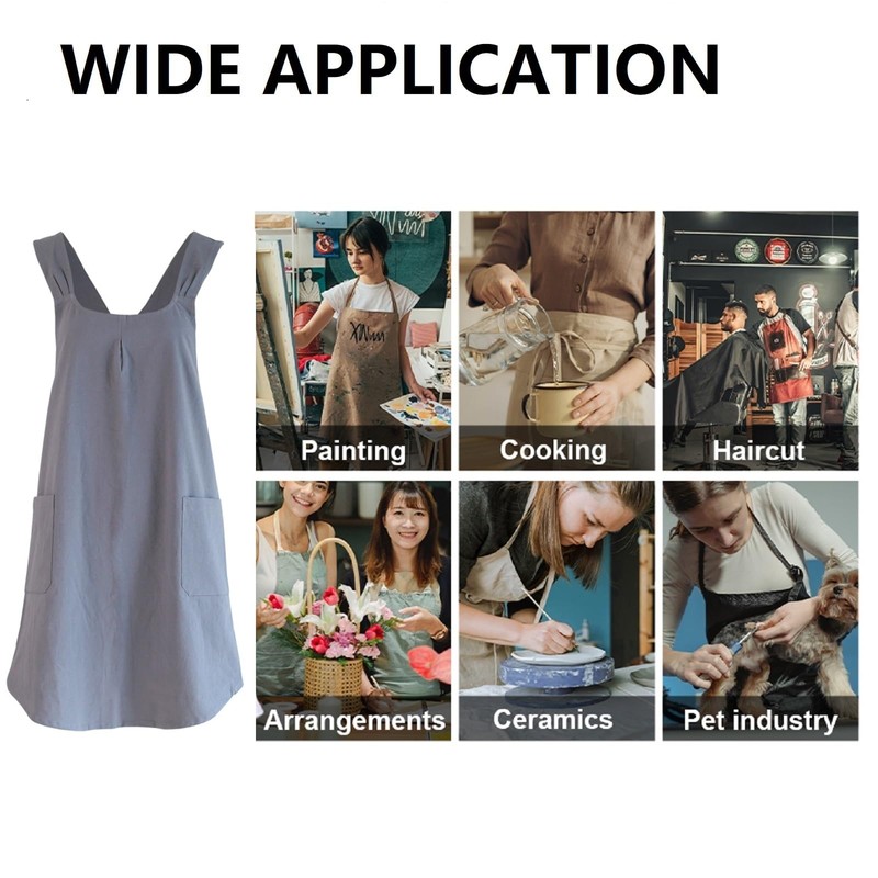 TOPTIE Cotton and linen Apron for Women, Cross Back Kitchen