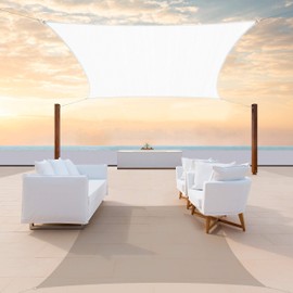 ColourTree CTAPR1016 Custom Size 12' x 19' White Sun Shade Sail Canopy UV Block UPF50  Rectangle - Commercial Standard Heavy Duty - 190 GSM - 3 Years Warranty