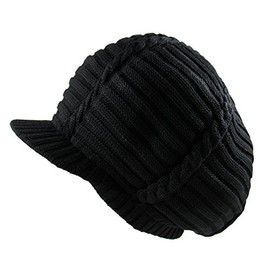 RW 100% Cotton Classic Rasta Slouchy Ribbed Beanie Hats (Black/Brim)