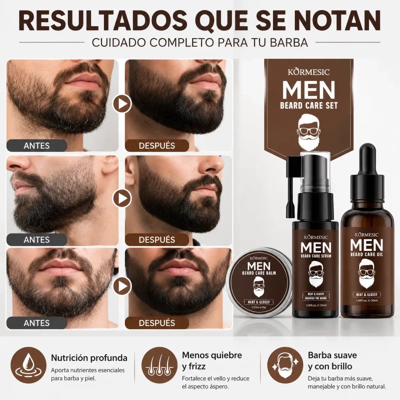 Kit 3 Piezas Crema Para Cuidado Personal Cabello Y Barba