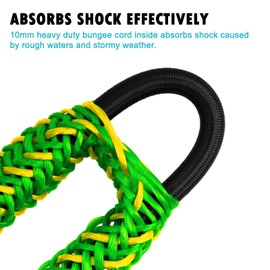 Obcursco Bungee Dock Line, Jet Ski Dock Line with Double 316 Stainless Steel Clips, Boat Snubber Docking Rope for PWC, Boat Accessories for Yamaha Waverunner, Seadoo, Kayak, 2 Pack (Yellow/Green, 4ft)