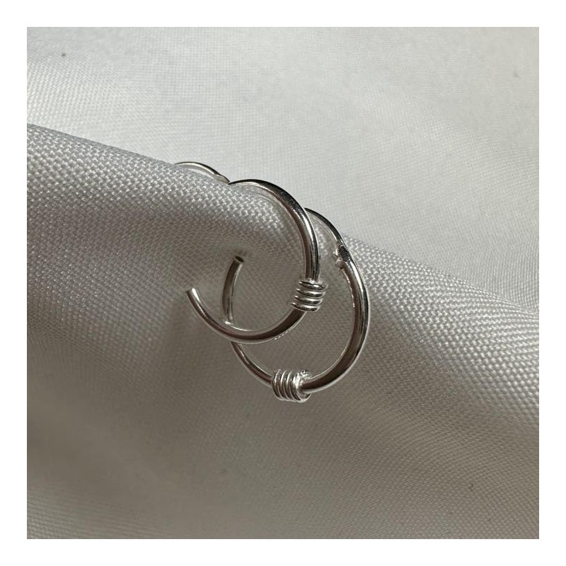 Sterling Silver Sleeper 12mm Hoop Earrings with Wire Coil